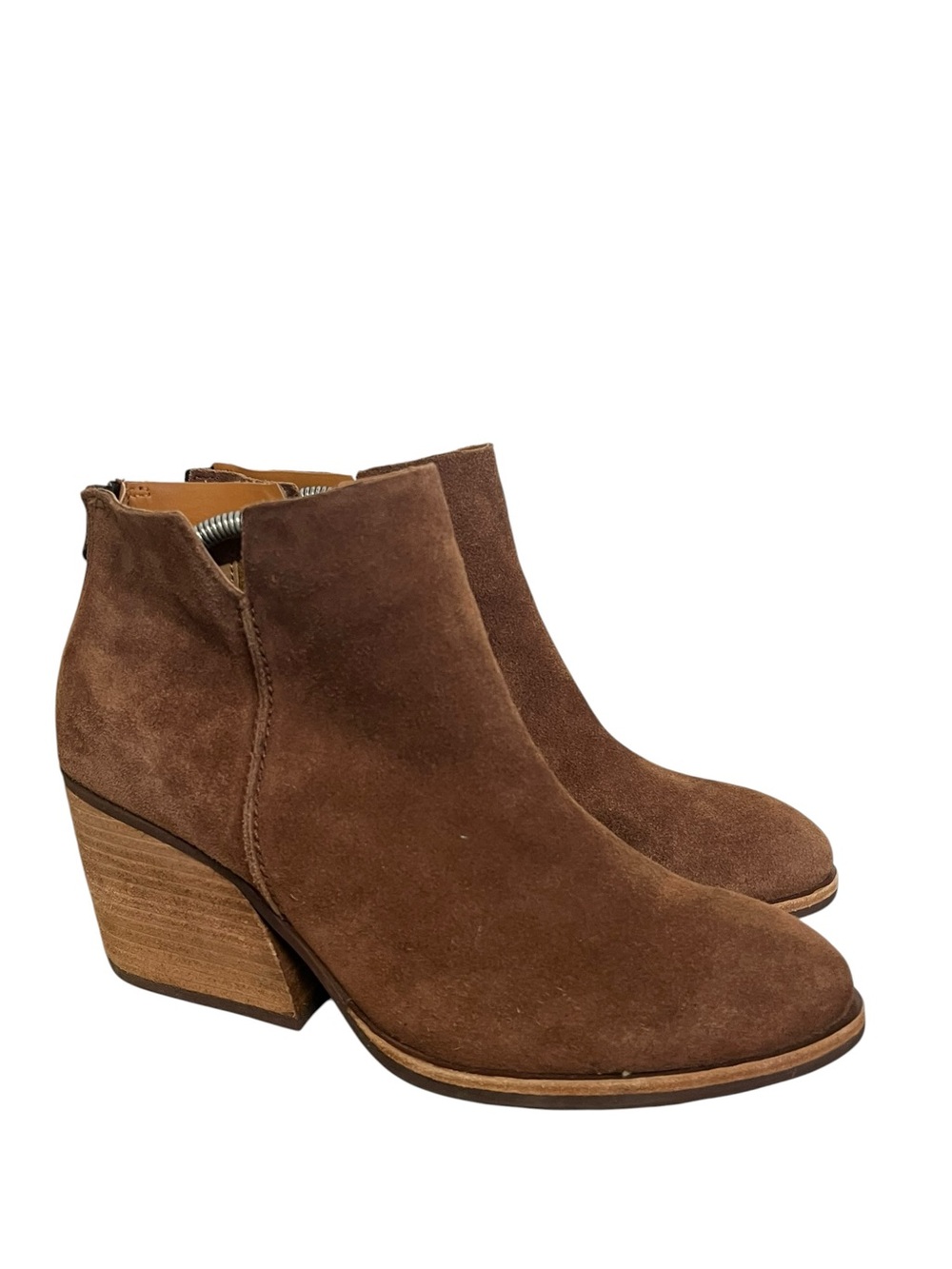 Kork-Ease | Womens Chandra Suede Block Heel Bootie/Back Zip US 10 Brown $210